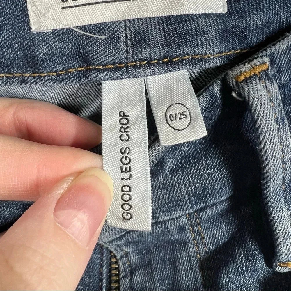 Good American Women Jeans‎ Sz 25 Dark Wash Good Legs Crop High Rise Distressed